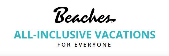 Beaches logo with “All-Inclusive Vacations for Everyone” in black and turquoise text.