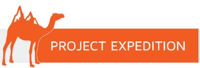 Orange camel logo beside “PROJECT EXPEDITION” text on a white background