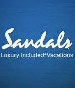 Sandals logo on blue background with the tagline “Luxury Included Vacations”