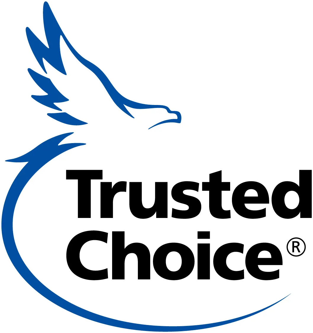 Trusted Choice logo with blue bird outline and bold black text
