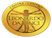 Une pièce d'or avec une image d'un homme dans un cercle.