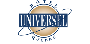 Un logo bleu et or pour hôtel universel québec