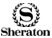 Un gros plan d'un logo sheraton sur fond blanc.