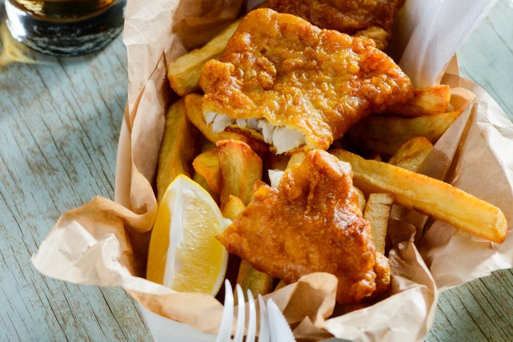 A Basket of Fried Fish and French Fries — Stones Oysters & Shed Takeaway in Harrington, NSW