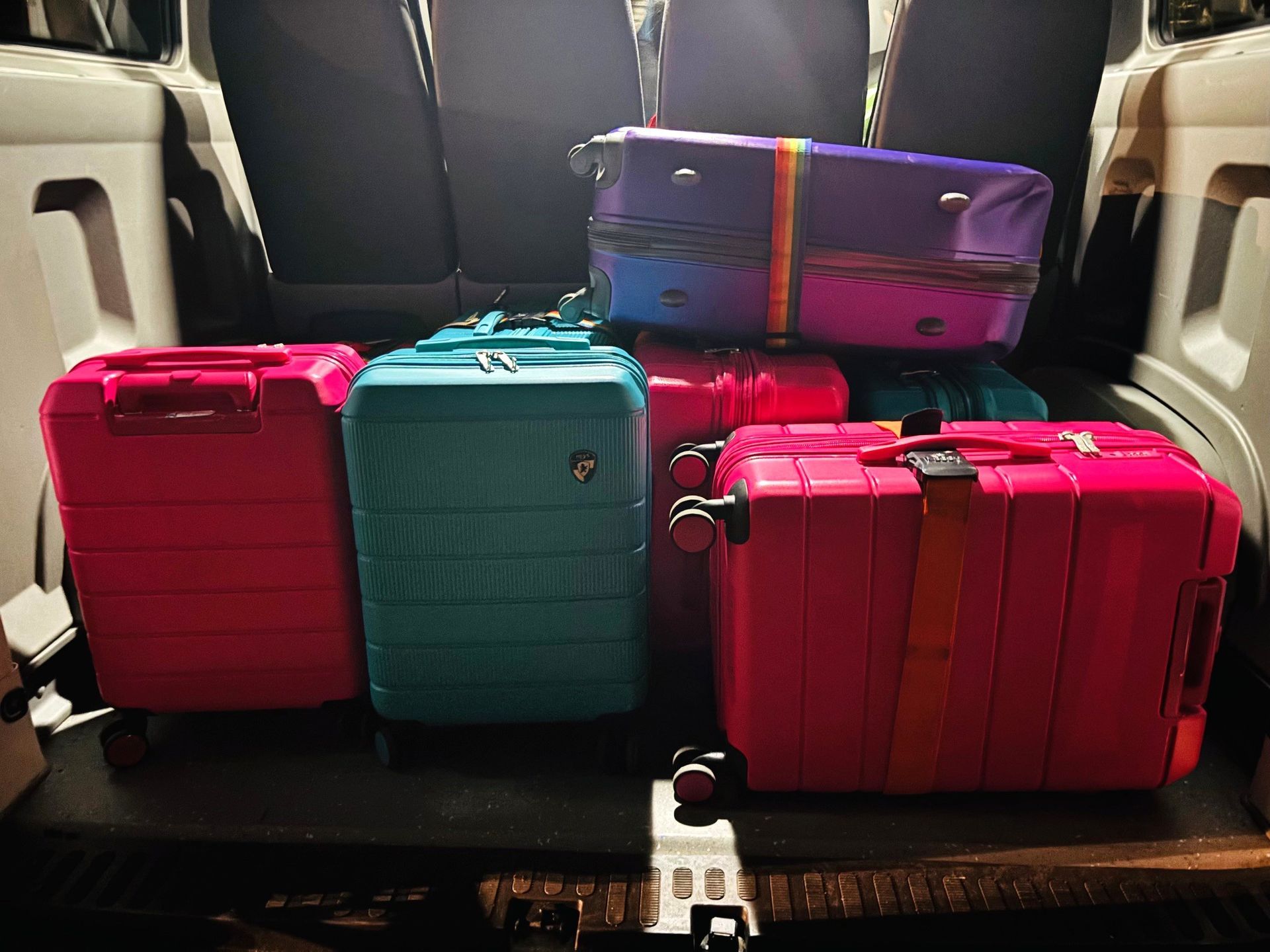 Photo of luggage inside a Ticket 2 Ride minibus.