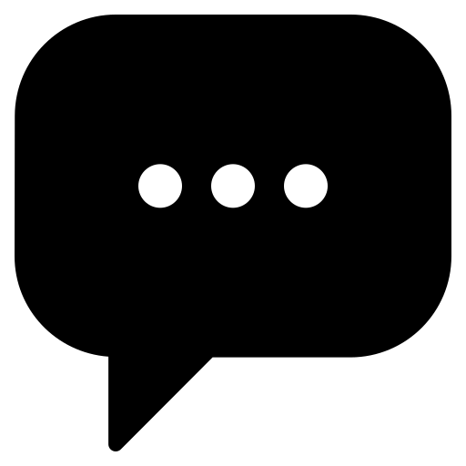 Black speech bubble with three white dots, suggesting a chat or typing icon