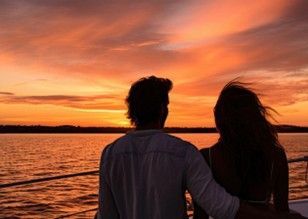Couple enjoying booze cruise Panama City Beach with Reel Groovy Experiences