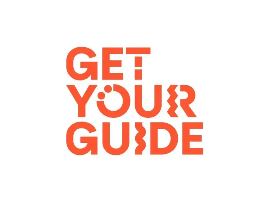 The logo for get your guide is orange on a white background.