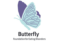 Butterfly Foundation for Eating Disorders logo: a purple and light blue butterfly.