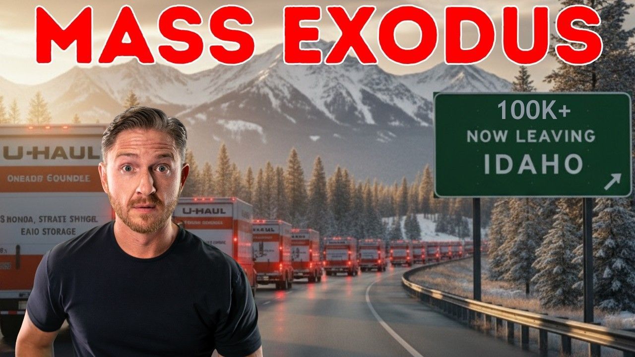Man with concerned expression in front of U-Haul trucks, road sign