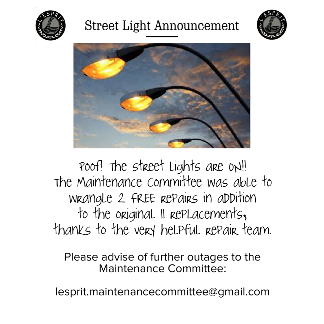 A street light announcement with a picture of street lights