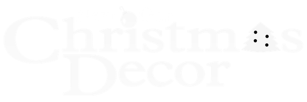 Faint white “Christmas Decor” text with a small black holiday tree icon on a white background