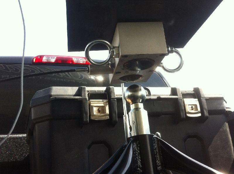 A black box is attached to the back of a truck