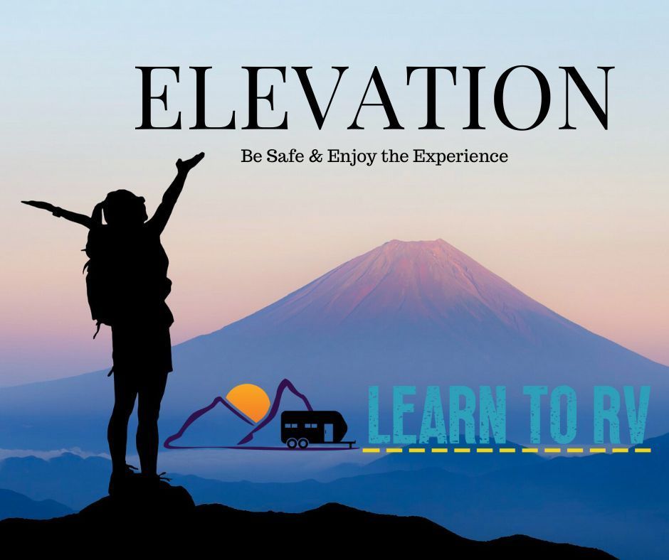 A woman standing on top of a mountain with the words elevation below her