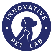 Blue circular logo with text