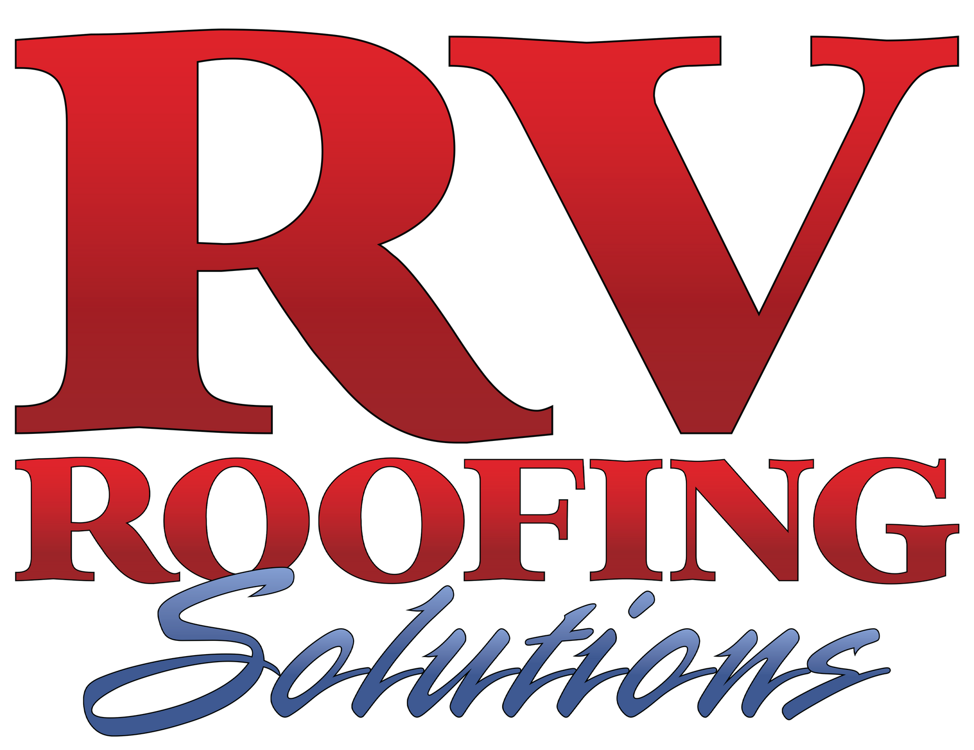 RV Roofing Solutions logo in red and blue.