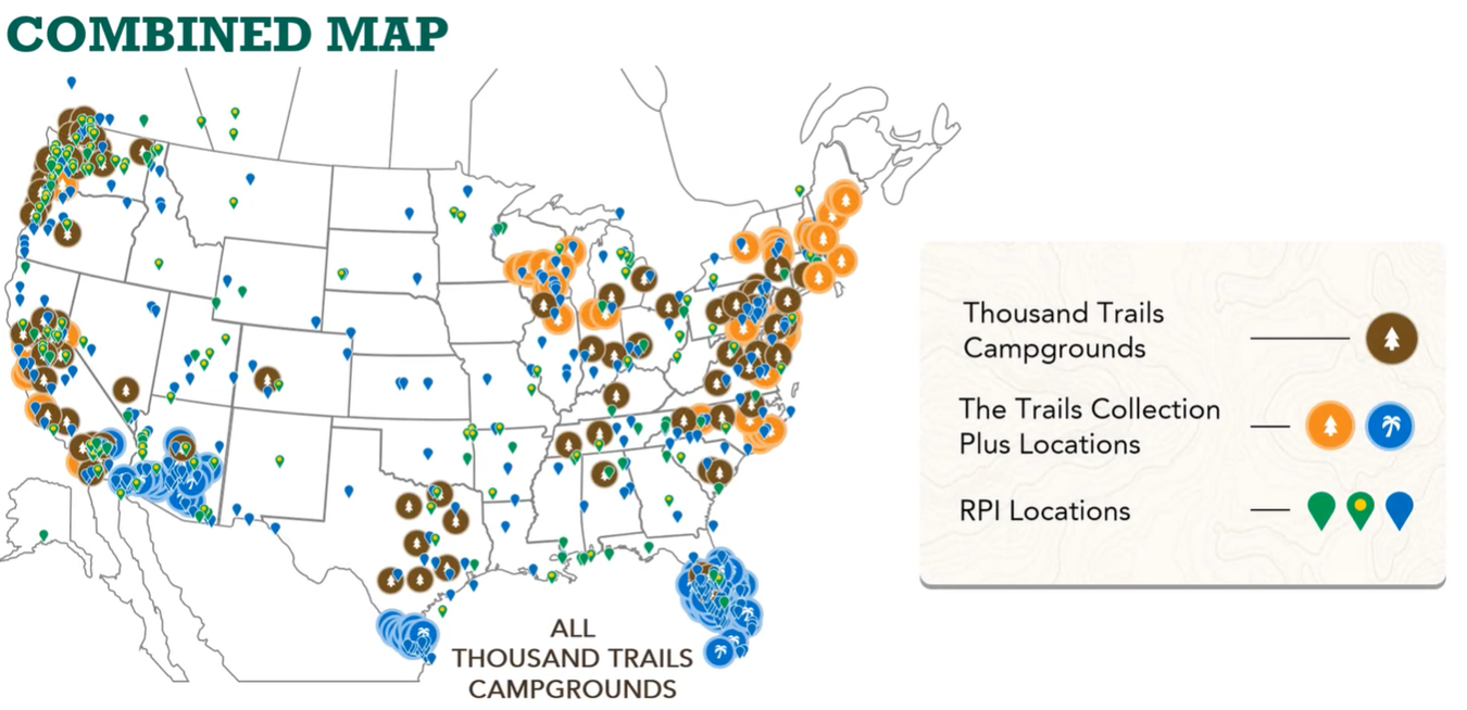 US map of fish campgrounds, tidal locations, and fish locations marked in brown, orange, blue, and green pins