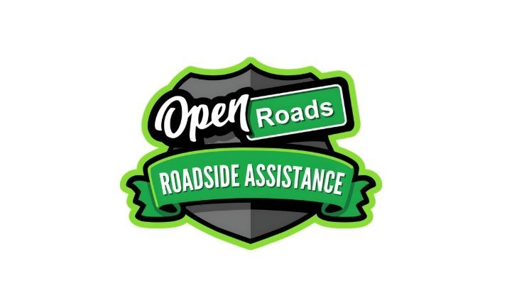 Open Roads Roadside Assistance logo in black, green, and gray text on a shield emblem