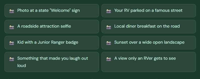 Grid of green prompt cards with white icons and text on a dark background