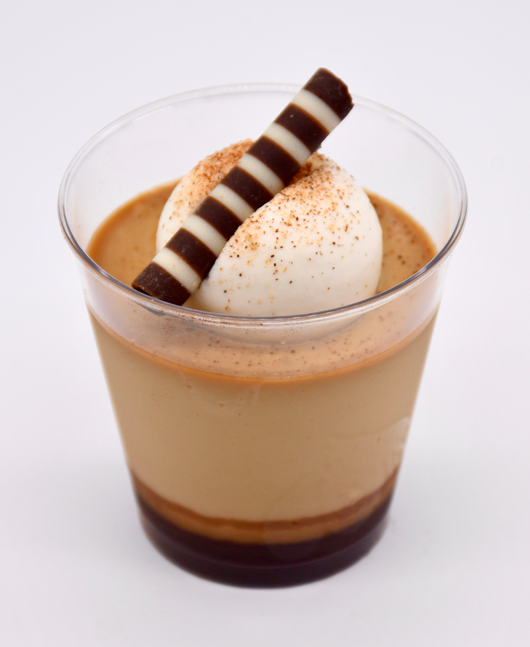 cappuccino  with whipped cream and a chocolate stick on top