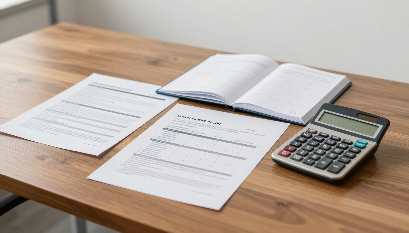 Organized financial documents and timeline for small business loan underwriting