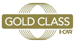Gold Class logo with text on gold rectangle and a gold circle of lines. I-CAR logo is shown.