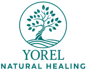 Teal circular tree logo with &ldquo;YOREL NATURAL HEALING&rdquo; text underneath