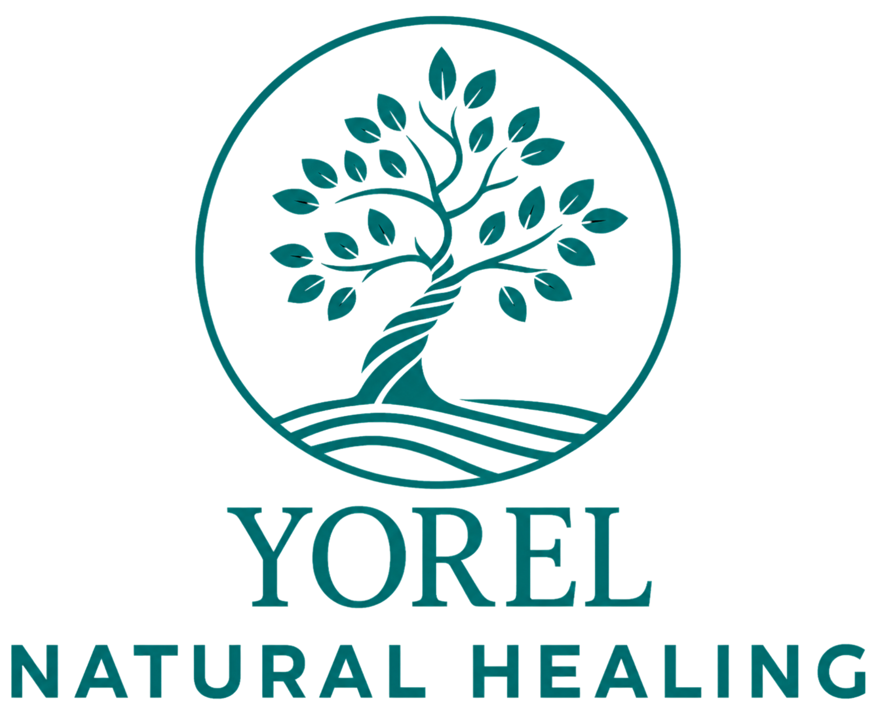 Teal circular tree logo with &ldquo;YOREL NATURAL HEALING&rdquo; text underneath