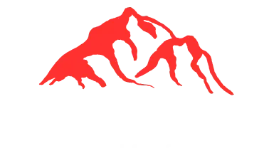 Red stylized mountain range.