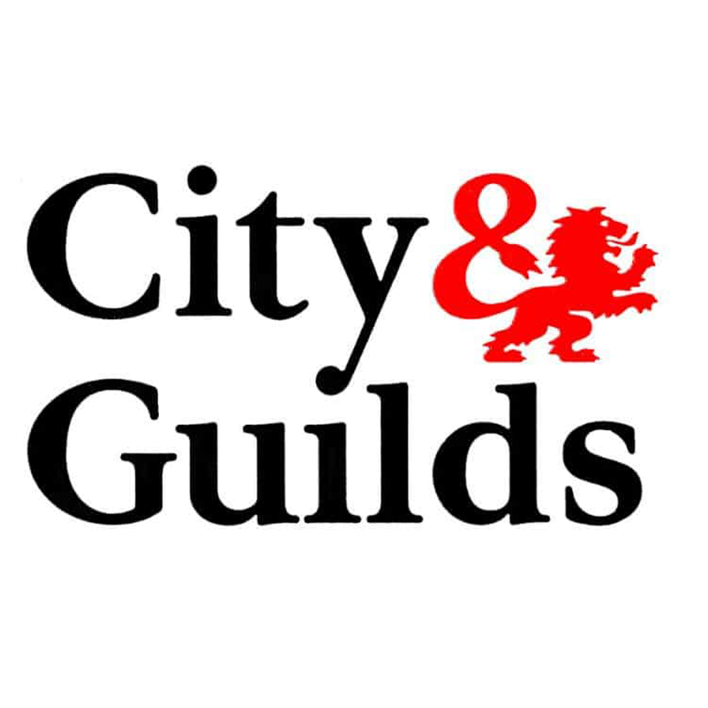 City & Guilds logo in black and red with a lion emblem