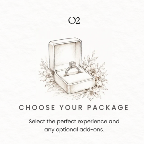 Open ring box illustration with “Choose your package” text on a white background
