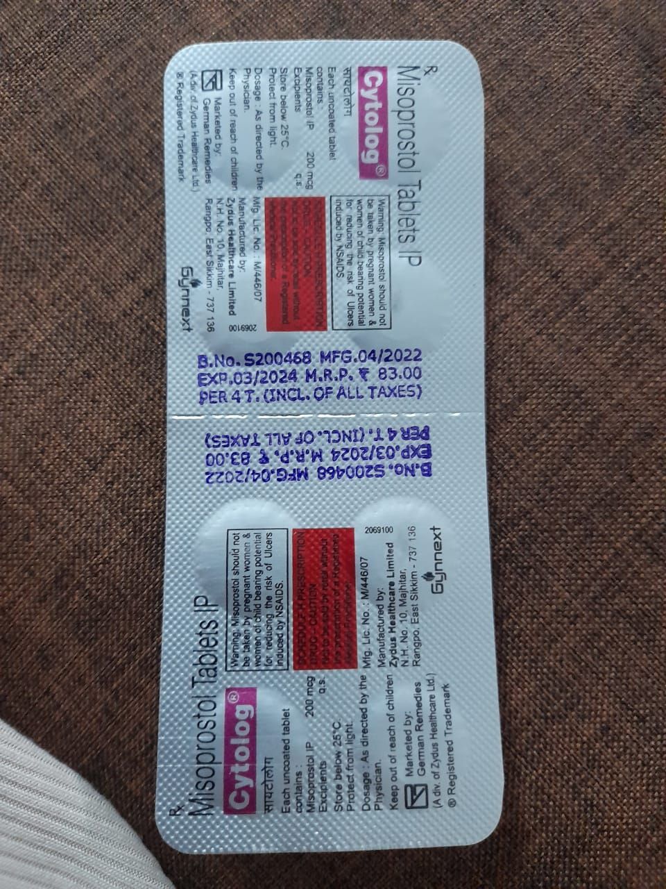 cytolog 200mcg with expiry's date shown