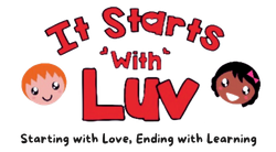 A logo for it starts with luv starting with love ending with learning