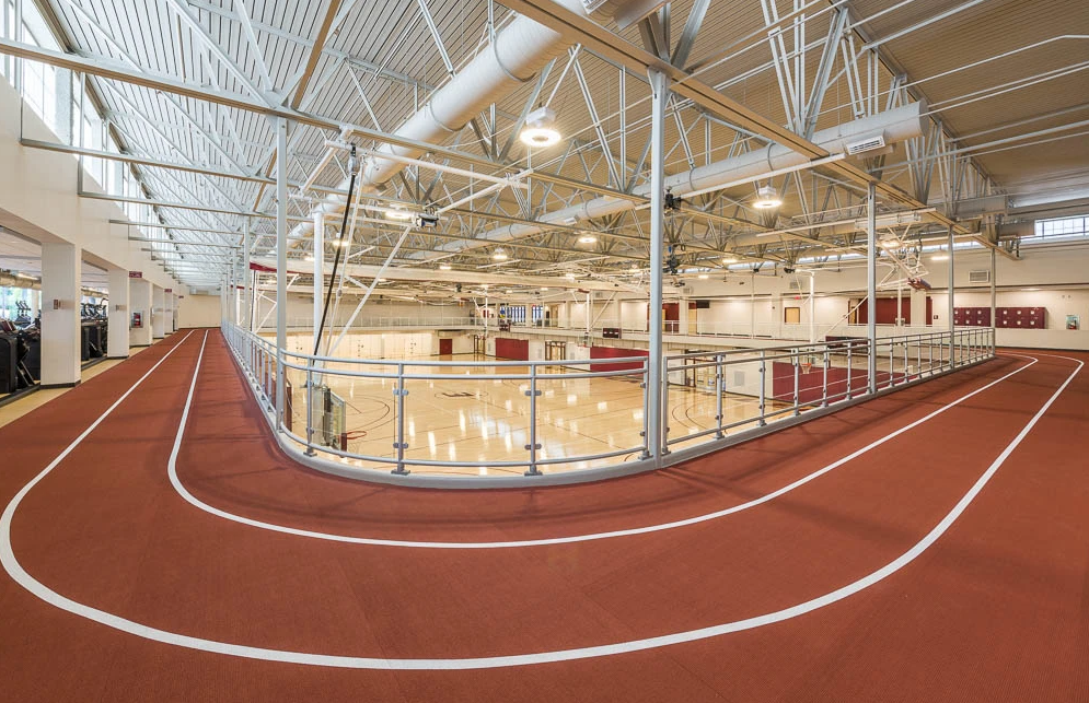 There is a track in the middle of the building.