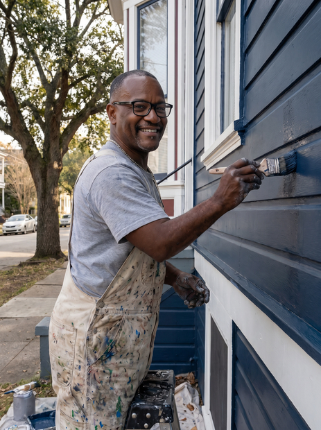 painter cutting in trim paint