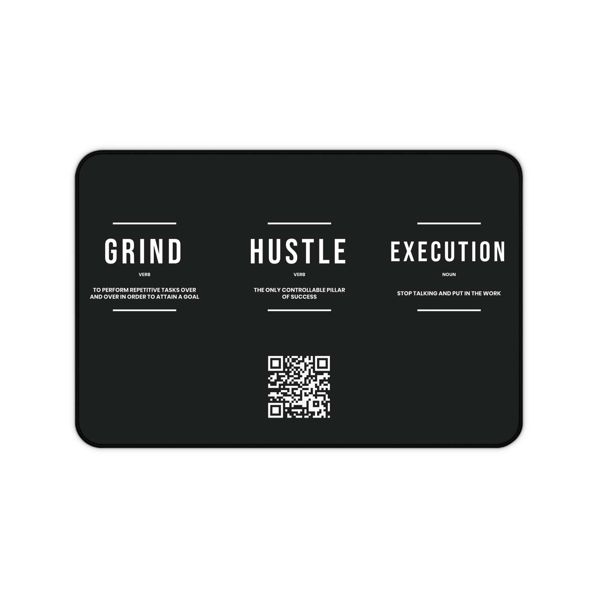 Grind+Hustle+Execution Mouse Pad With A Updatable QR Code