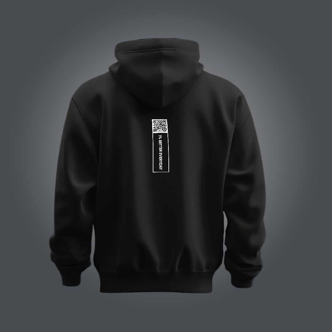 1% Better Everyday Black Updatable QR Code Hoodie