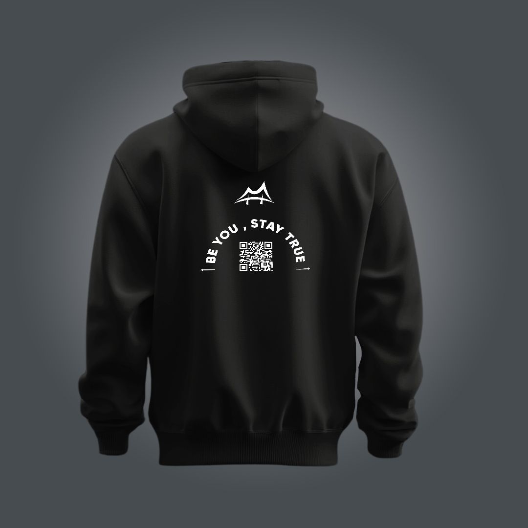 Be You, Stay True Black Updatable QR Code Hoodie