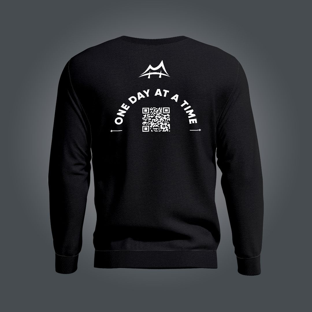 One Day At A Time Black Updatable QR Code Sweatshirt
