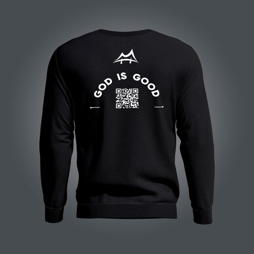 God Is Good Black Updatable QR Code Sweatshirt