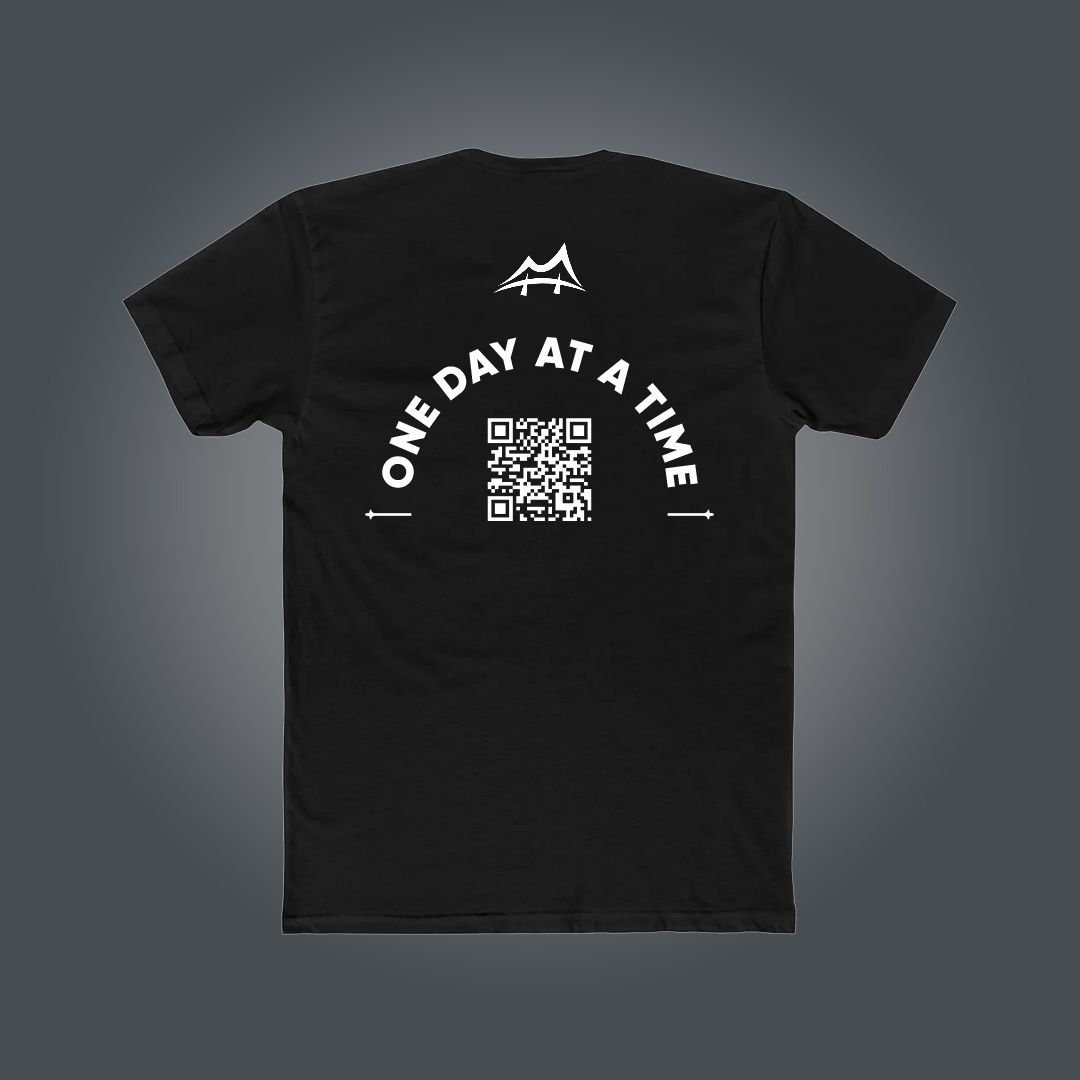 One Day At A Time Black Updatable QR Code T-Shirt