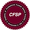 Maroon CFSP seal with text: 