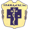Logo of F.D. & M.A. of N.C. Inc. in gold and blue with a medical caduceus inside a cross.