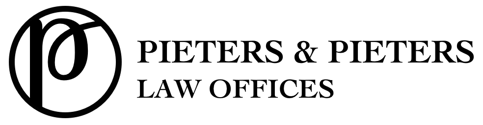 A black and white logo for pieters & pieters law offices