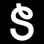 White stylized letter