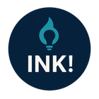 Dark blue circular logo with a teal lightbulb/pen icon above the word “INK!” in white.
