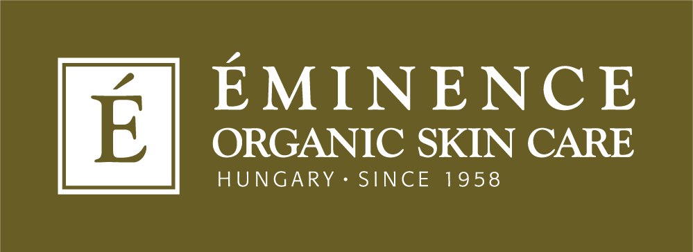 A logo for eminence organic skin care hungary since 1958