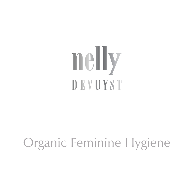 A logo for nelly devuyst organic feminine hygiene.