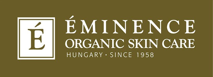 A logo for eminence organic skin care hungary since 1958