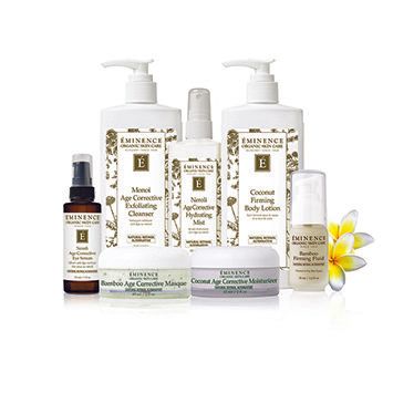 A variety of eminence products are displayed on a white background